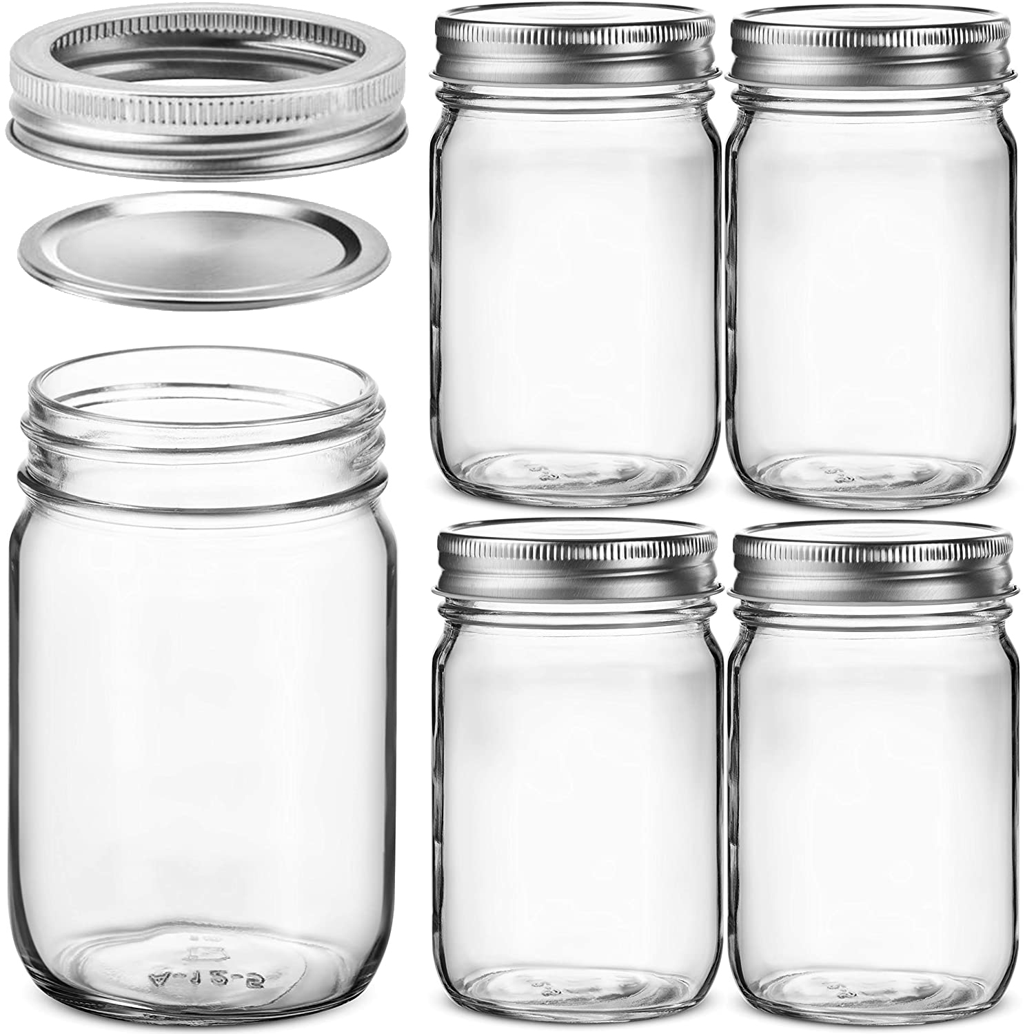 Meal Prep Jar Salad - Frascos de vidro de boca regular,