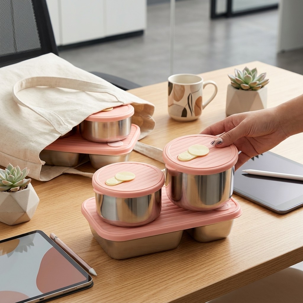 Meal Prep Lunch - Conjunto de Marmitas de Aço Inoxidável