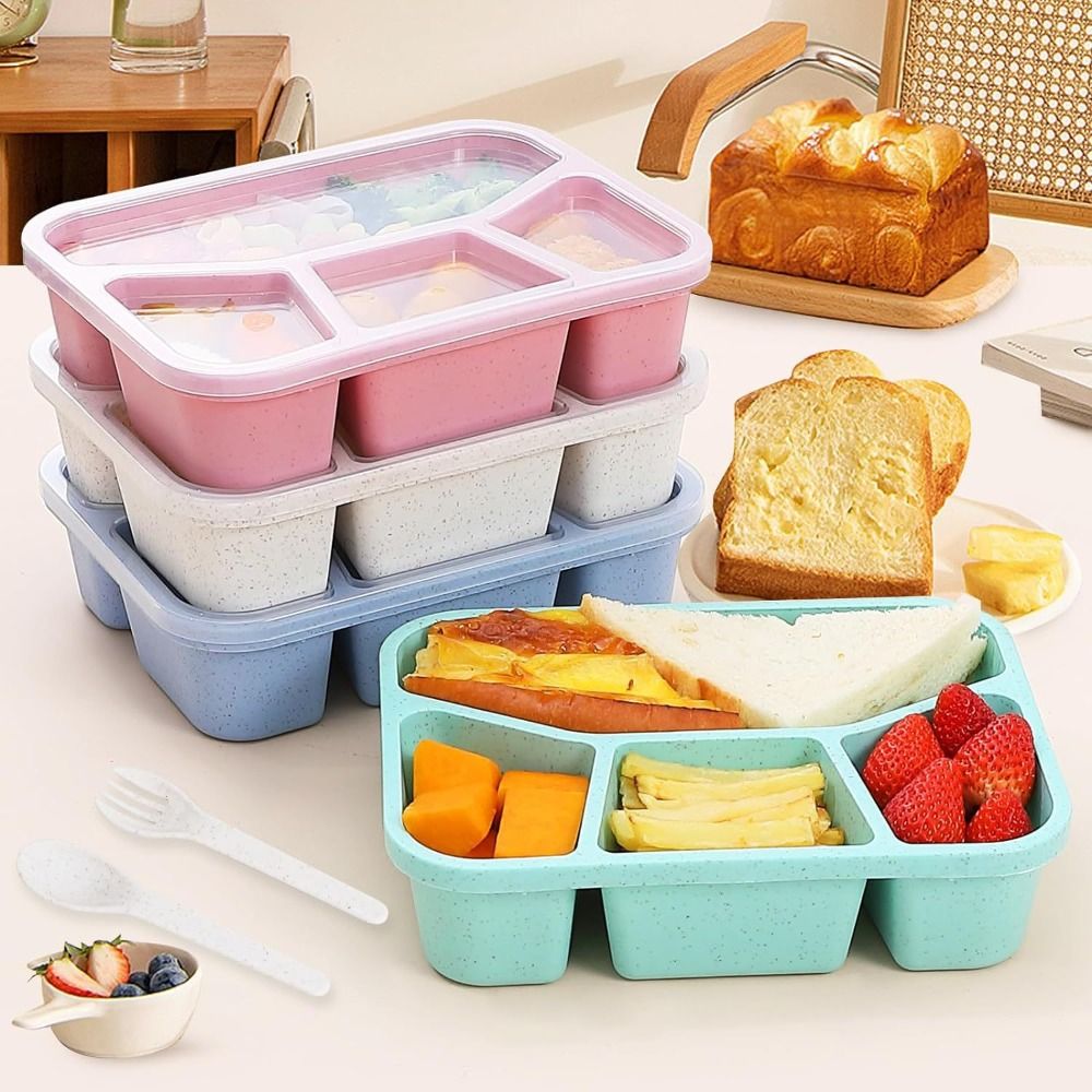 Meal Prep Meal Ideas - Kids Bento Box com tampas reutilizáveis,
