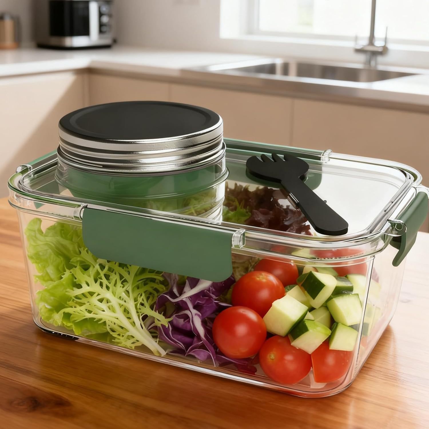 Meal Prep Jar Salad - Jarra solar para armazenamento de alimentos,