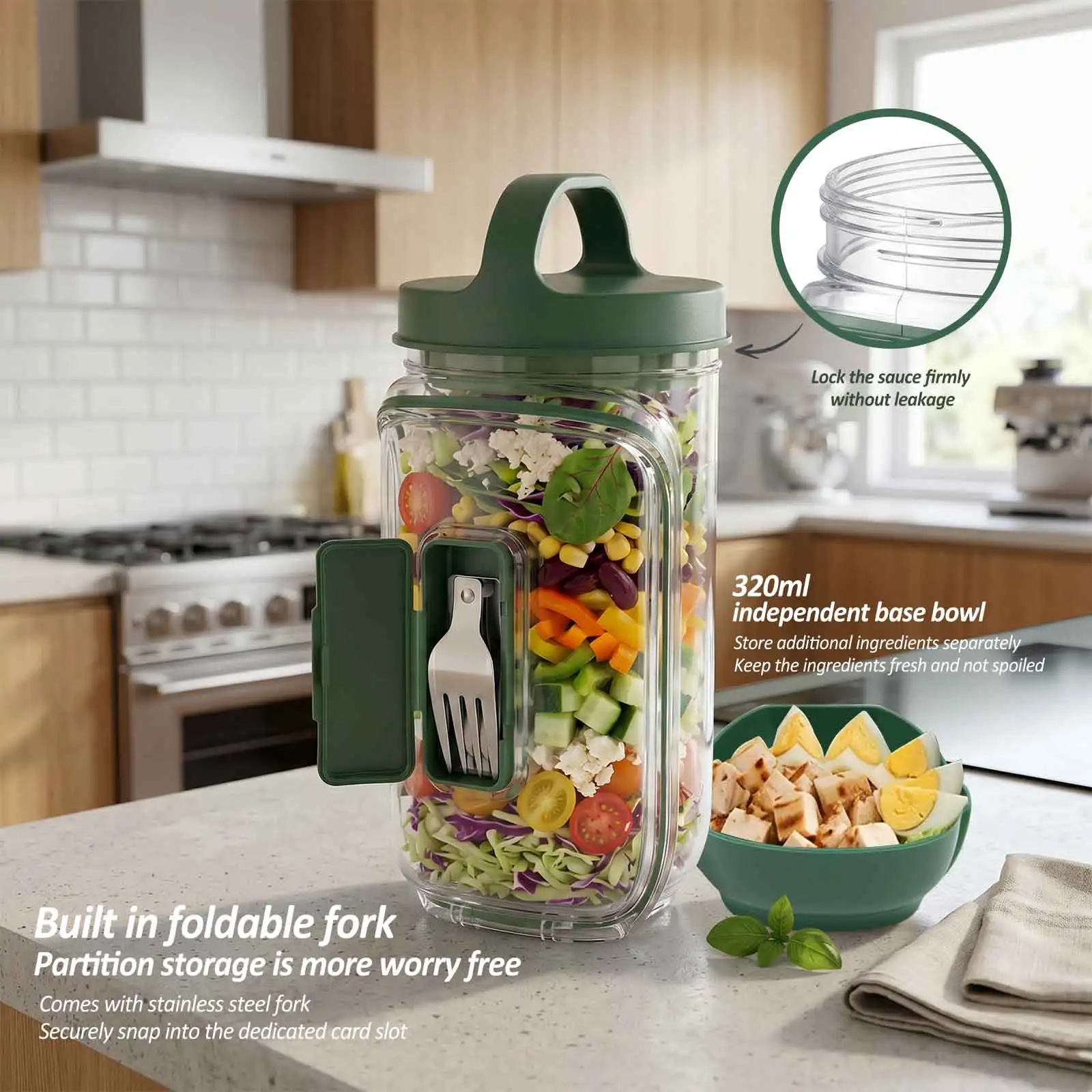 Novo Pote de Salada Portátil à - Meal Prep Jar Salad avaliação e preço