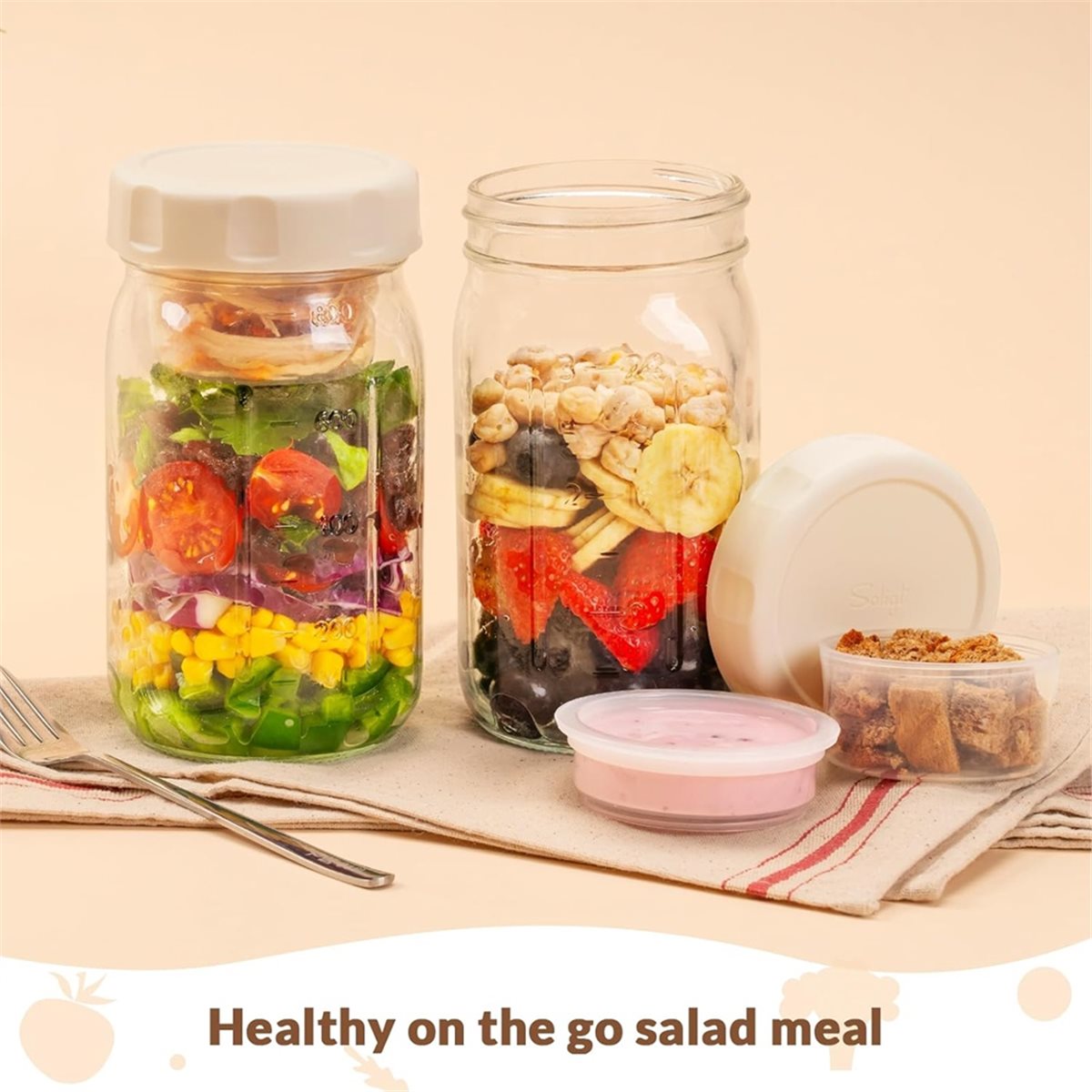 A67T NOVO Kit com 4 Potes de V - Meal Prep Jar Salad avaliação e preço