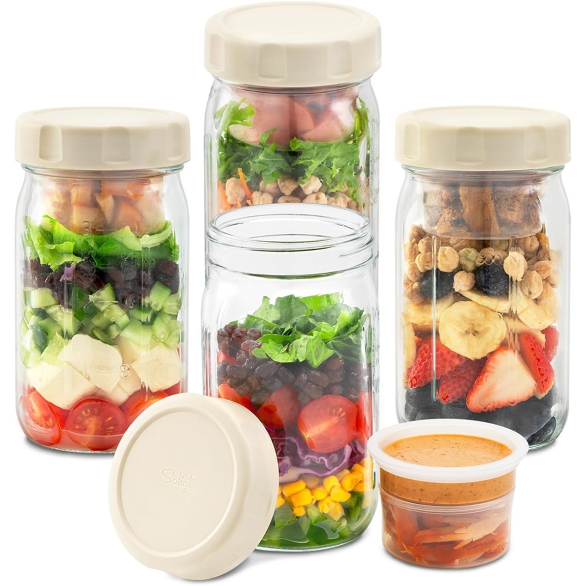 A67T NOVO Kit com 4 Potes de V - Meal Prep Jar Salad avaliação e preço